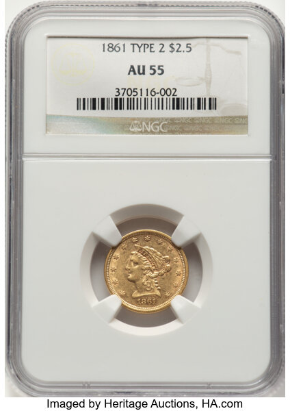 1861 $2 1/2 New Reverse MS thumbnail 3