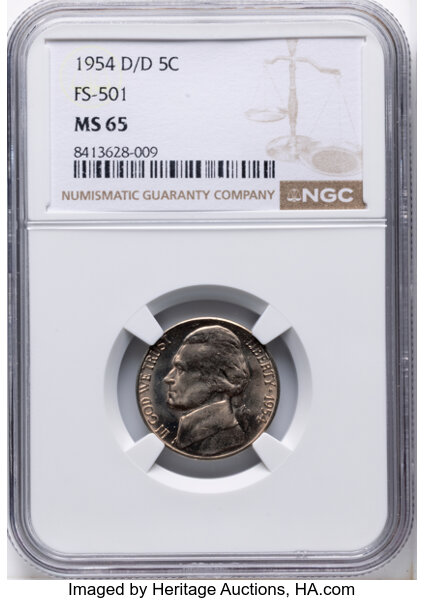 1954-S/D 5c Overmintmark, FS-501 MS thumbnail 2