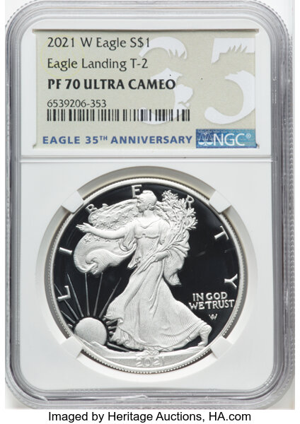 2021-W $1  Silver Eagle, Type 2 PR DCAM thumbnail 2