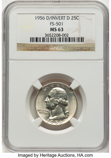 1956-D/D 25c Repunched Mintmark, FS-501 MS thumbnail 2