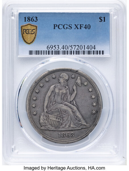 1863 $1 XF40 thumbnail 2
