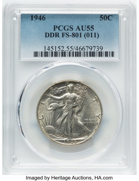 1946 50c Doubled Die Reverse, FS-801 MS thumbnail 2