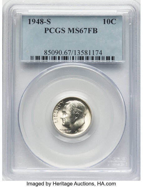 1948-S/S 10c Repunched Mintmark, FS-501 MS FB thumbnail 2