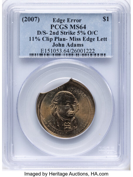 (2007) $1  John Adams, Missing Edge Lettering MS thumbnail 2