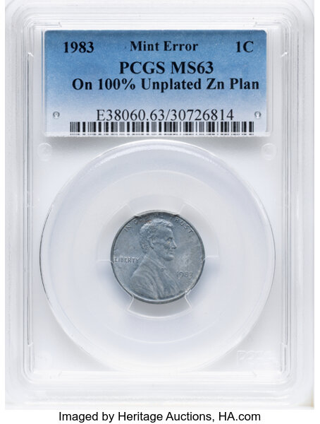 1983 1c Doubled Die Obverse, Counterclash, FS-401 MS RB thumbnail 6