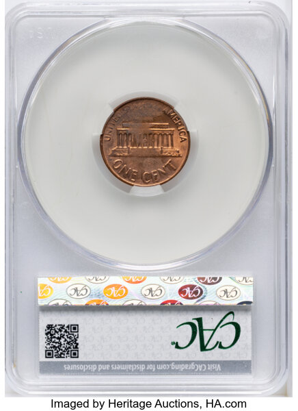 Lincoln Cent 1c Memorial Reverse, Bronze, 1959-1982 MS RD [Type] MS61 RD thumbnail 2