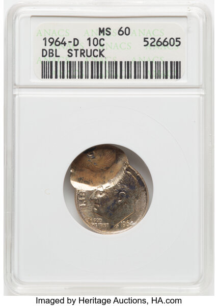 1964-D/D 10c Repunched Mintmark, FS-502 MS thumbnail 2