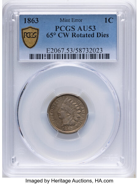 1863 1c AU53 thumbnail 2
