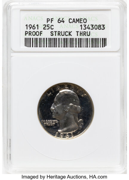 1961 25c Doubled Die Obverse, FS-101 PR CAM thumbnail 2