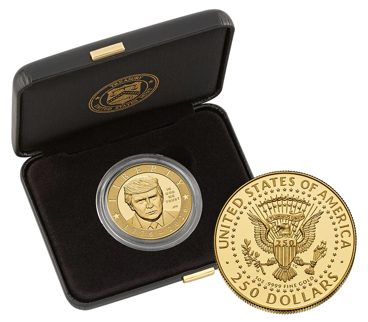 1776~2026-W G$250 1oz Gold, President Donald J. Trump PR DCAM thumbnail 3
