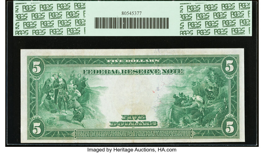 1914 $5  Blue Seal, Kansas City (Fr. 880) thumbnail 3