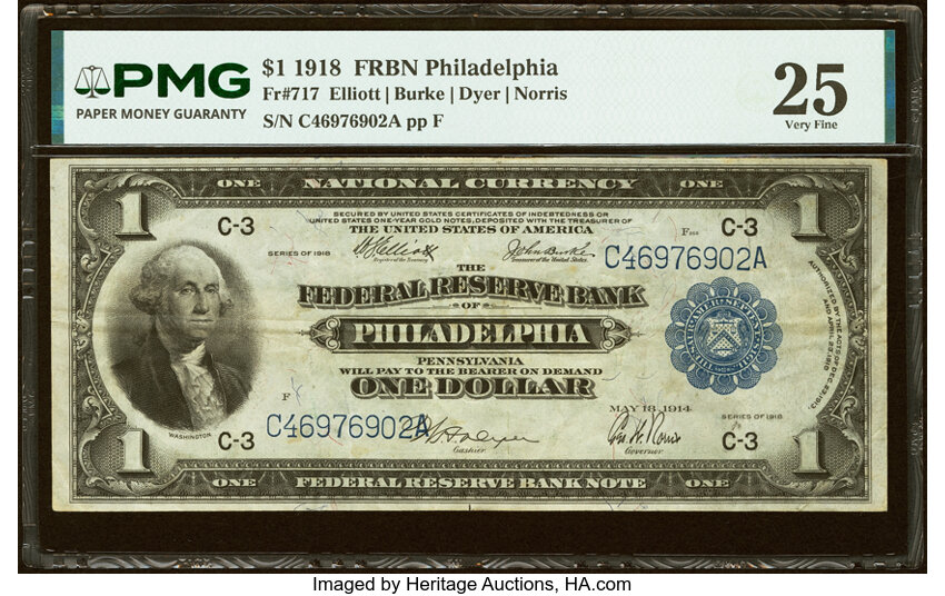 1918 $1  Philadelphia (Fr. 717) thumbnail 2