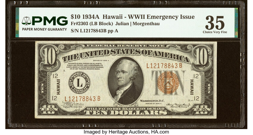 1934A $10  Hawaiian (Fr. 2303) thumbnail 3