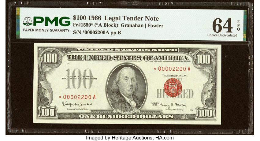 1966 $100  Star Replacement (Fr. 1550*) thumbnail 2