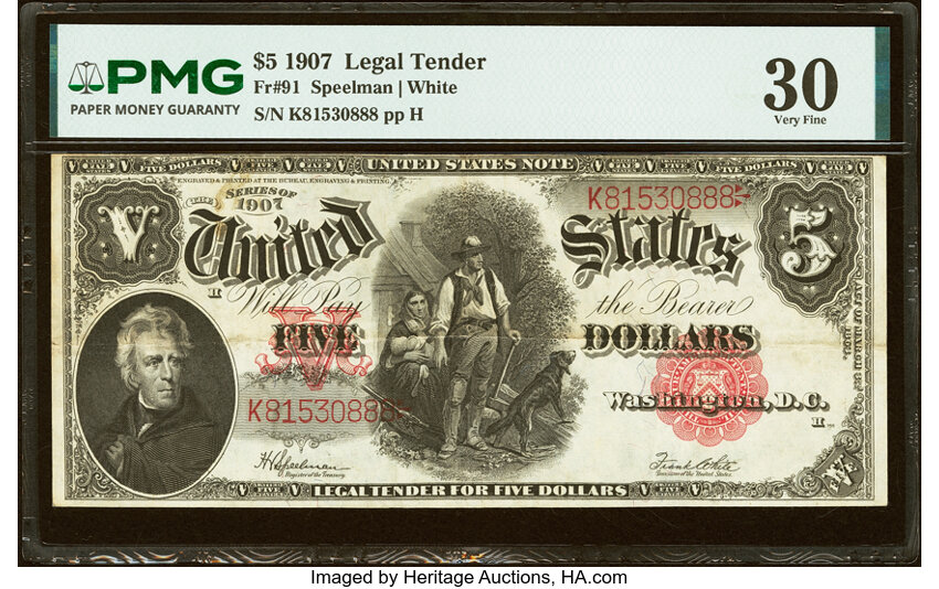 1907 $5  Mule (Fr. 91m) thumbnail 11