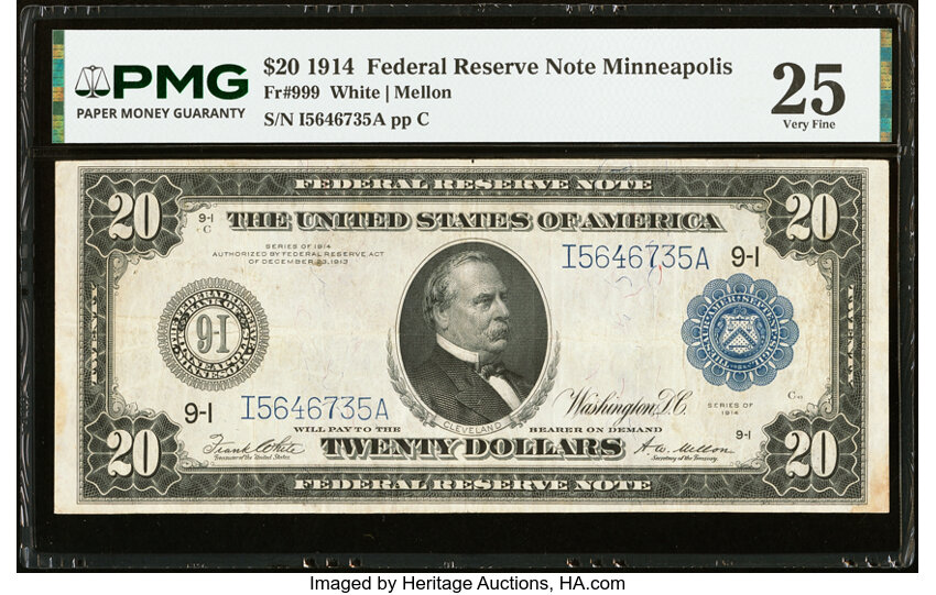 1914 $20  Blue Seal, Minneapolis (Fr. 999) thumbnail 4