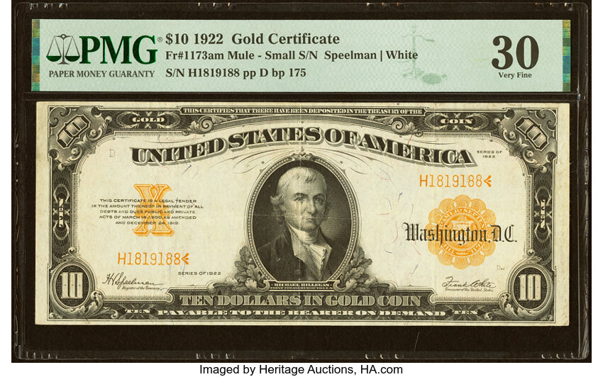 1922 $10  Small Serial Numbers (Fr. 1173a) thumbnail 5