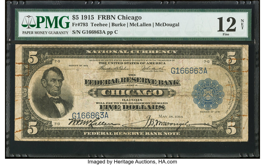 1915 $5  Chicago (Fr. 793) thumbnail 2