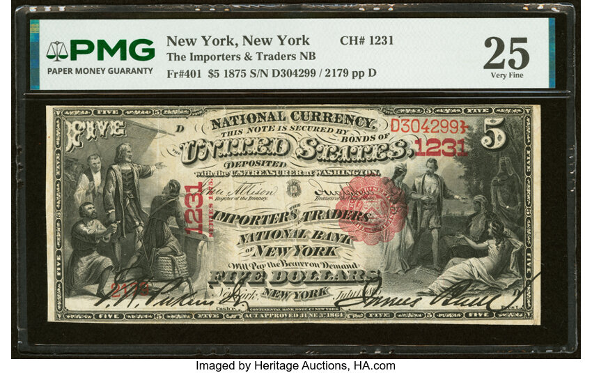1875 $5  1st Charter Period, Scalloped Seal (Fr. 401) thumbnail 12
