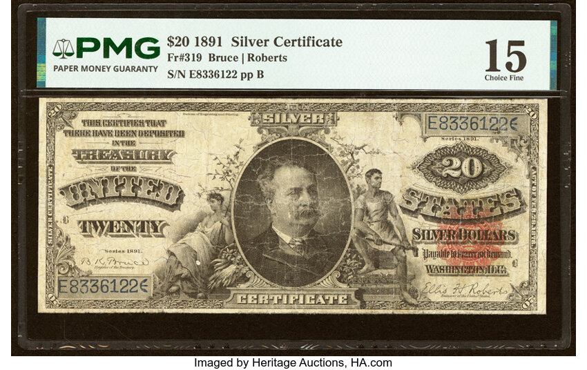 1891 $20  (Fr. 319) thumbnail 2