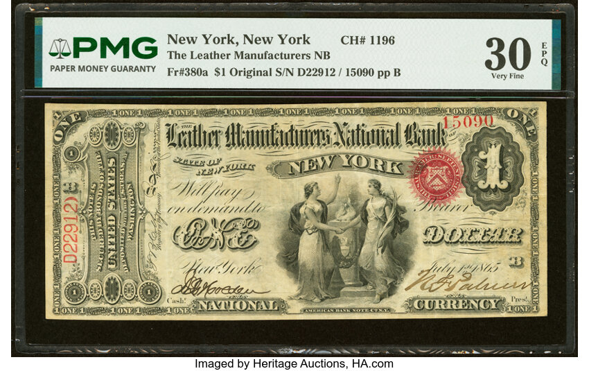 Original $1  1st Charter Period, Seal With Rays (Fr. 380a) thumbnail 10