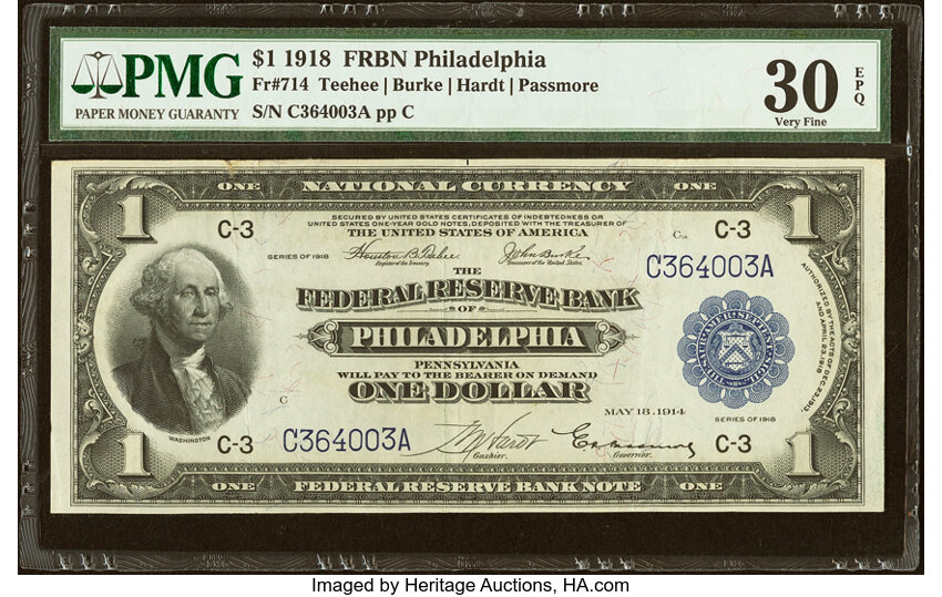 1918 $1  Philadelphia (Fr. 714) thumbnail 2