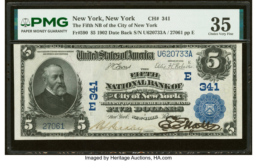 1902 $5  3rd Charter Period, 2nd Issue, Date Back (Fr. 590) thumbnail 6