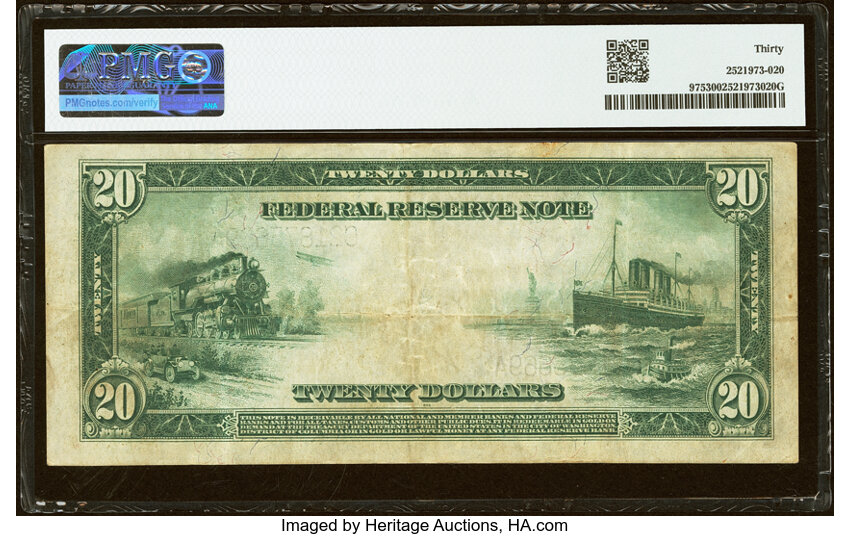 1914 $20  Blue Seal, Philadelphia (Fr. 975) thumbnail 9