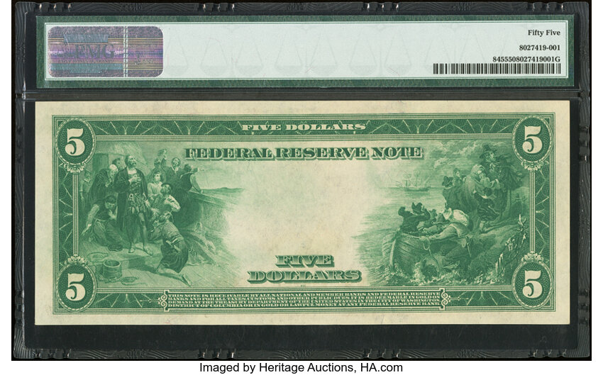 1914 $5  Blue Seal, Boston (Fr. 845) thumbnail 3