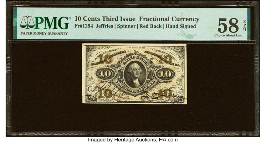  10c Head of George Washington (Fr. 1254) thumbnail 4