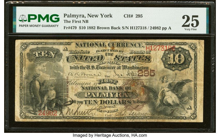 1882 $10  2nd Charter Period, 1st Issue, Brown Back (Fr. 479) thumbnail 4