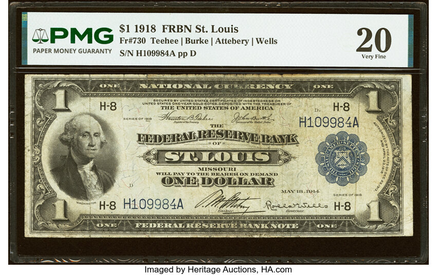 1918 $1  St. Louis (Fr. 730) thumbnail 3