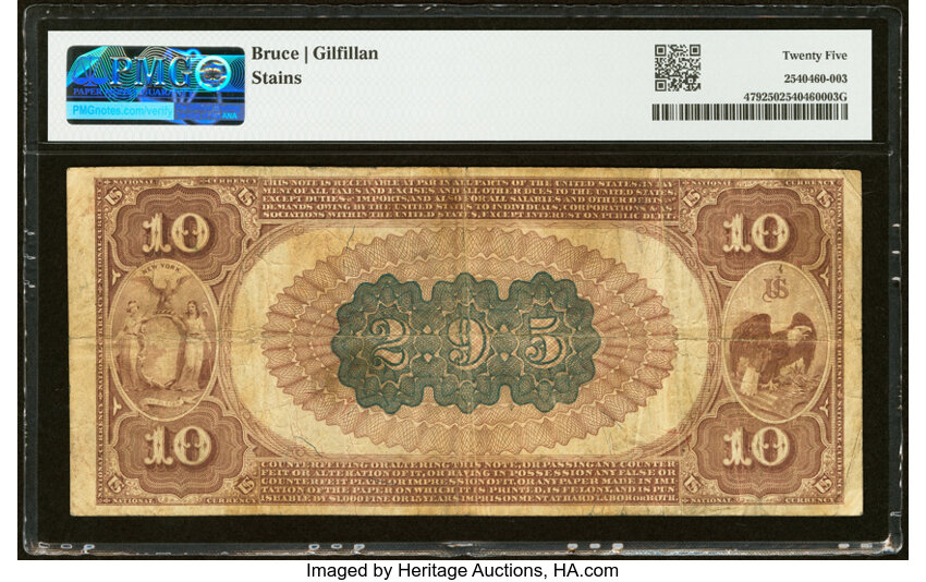 1882 $10  2nd Charter Period, 1st Issue, Brown Back (Fr. 479) thumbnail 19