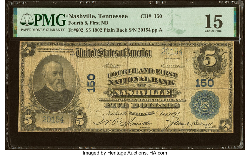 1902 $5  3rd Charter Period, 3rd Issue, Plain Back (Fr. 602) thumbnail 5
