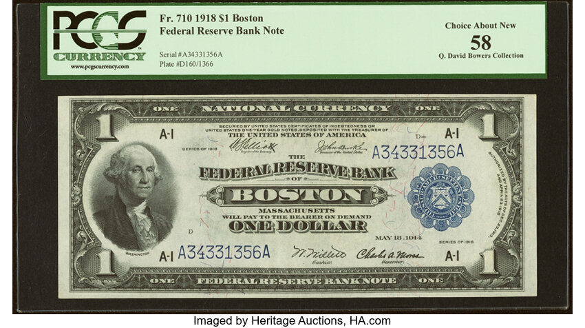 1918 $1  Boston (Fr. 710) thumbnail 2