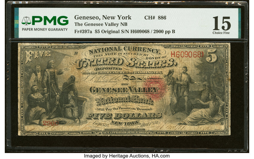 Original $5  1st Charter Period, Seal With Rays (Fr. 397a) thumbnail 7