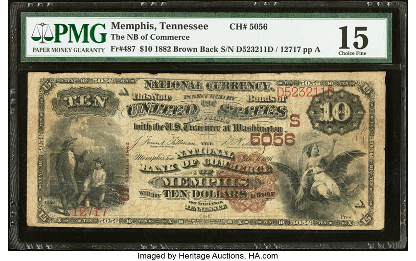 1882 $10  2nd Charter Period, 1st Issue, Brown Back (Fr. 487) thumbnail 5