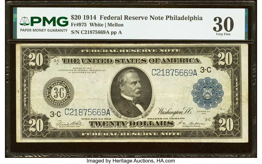 1914 $20  Blue Seal, Philadelphia (Fr. 975) thumbnail 3