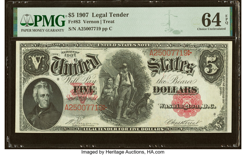 1907 $5  (Fr. 83) thumbnail 3