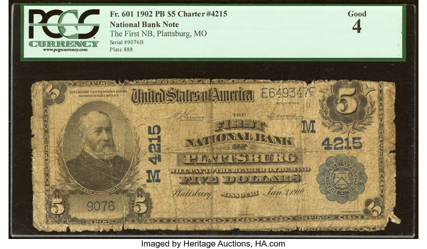 1902 $5  3rd Charter Period, 3rd Issue, Plain Back (Fr. 601) thumbnail 7