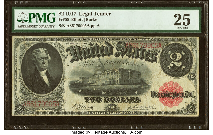 1917 $2  Mule (Fr. 58m) thumbnail 4