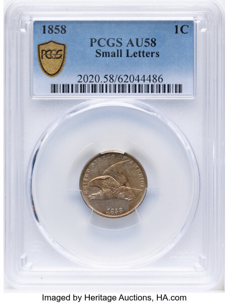 1858 1c Small Letters AU58 thumbnail 2