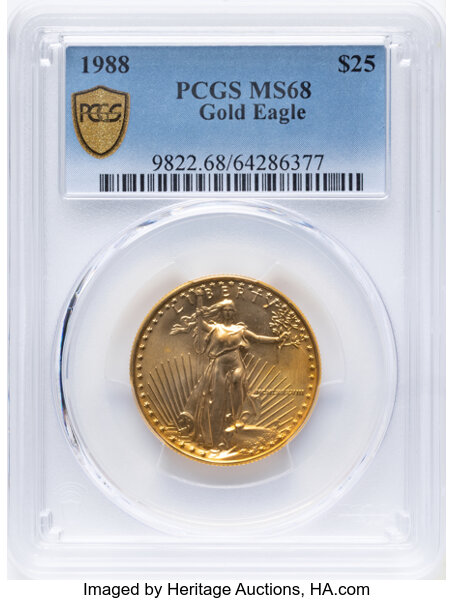 American Gold Eagle (AGE) G$25  1/2 Ounce, 1986- [Type] MS68 thumbnail 2