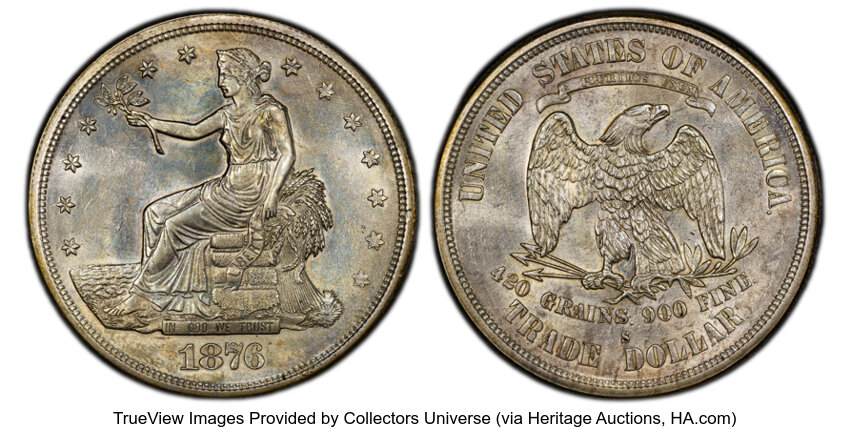 1876-S Trade$ Obverse I, Reverse I MS thumbnail 3