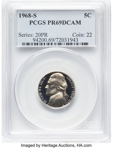 1968-S/S 5c Repunched Mintmark, FS-501 PR DCAM thumbnail 2