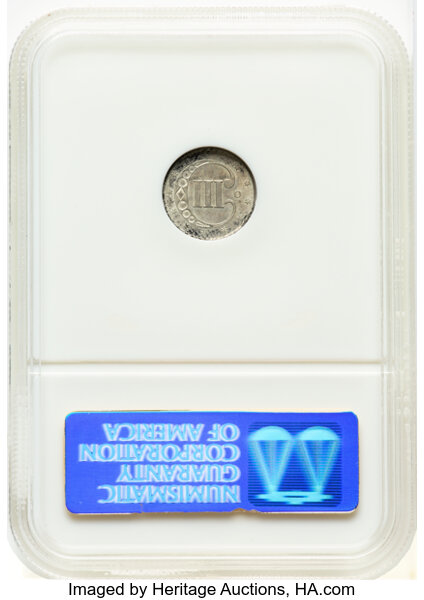 3-Cent Silver 3cS Type 1, 1851-1853 [Type] MS61 thumbnail 2