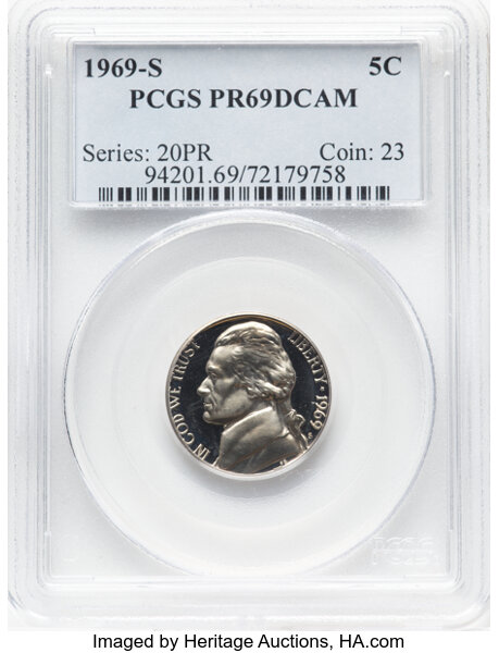 1969-S 5c Repunched Mintmark, FS-501 PR DCAM thumbnail 2