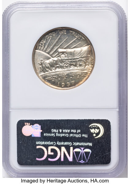 1937-D 50c Oregon Trail MS67 CAC thumbnail 4