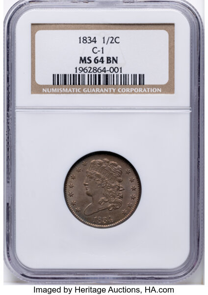 1834 1/2c C-1 MS BN thumbnail 2