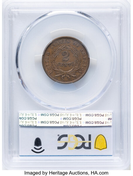 2-Cent Piece 2c 1864-1872 MS BN [Type] AU58 BN thumbnail 2